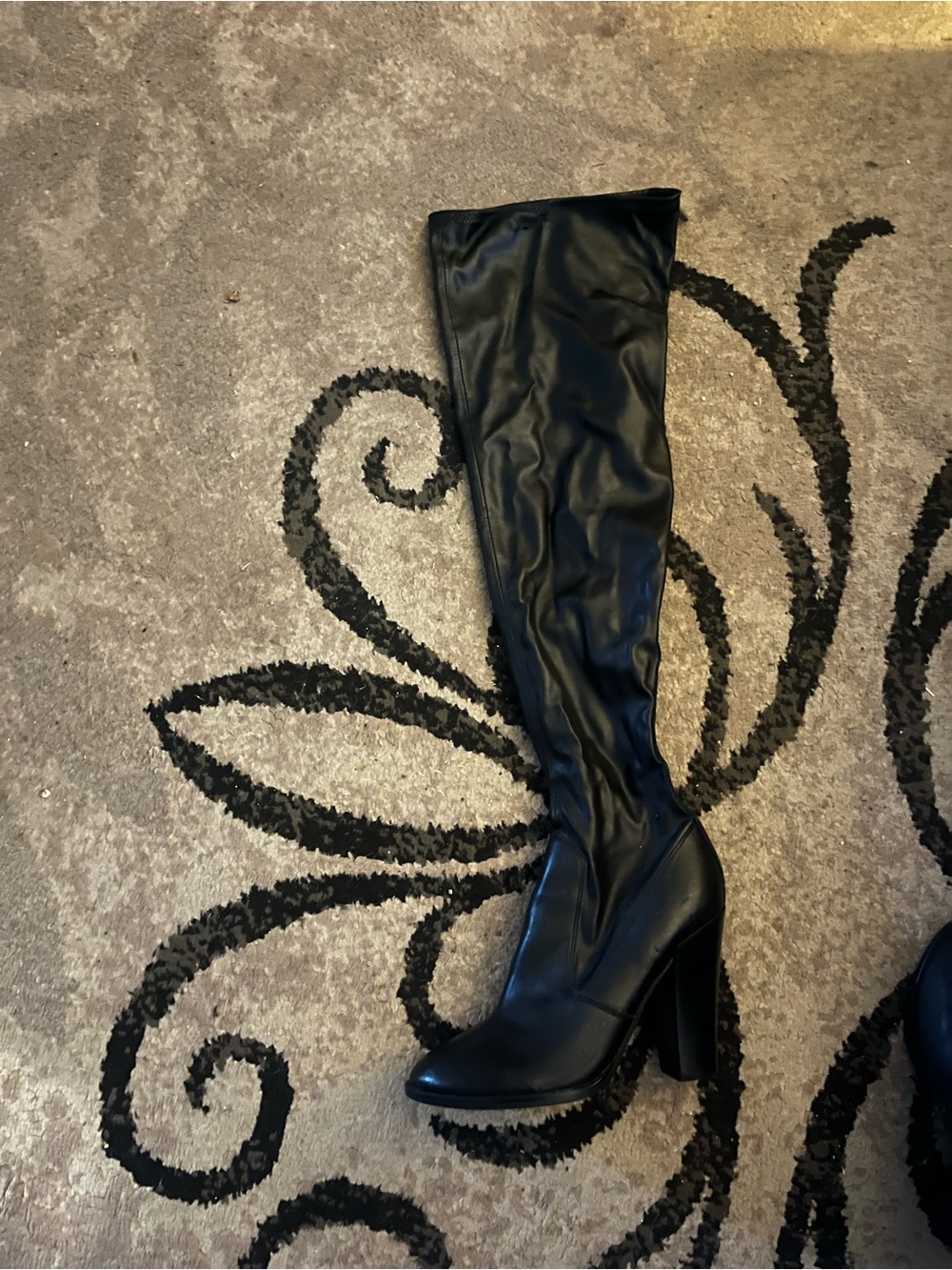 Aldo Black Over-the-Knee High Block Heel Boots size 8.5 faux leather
